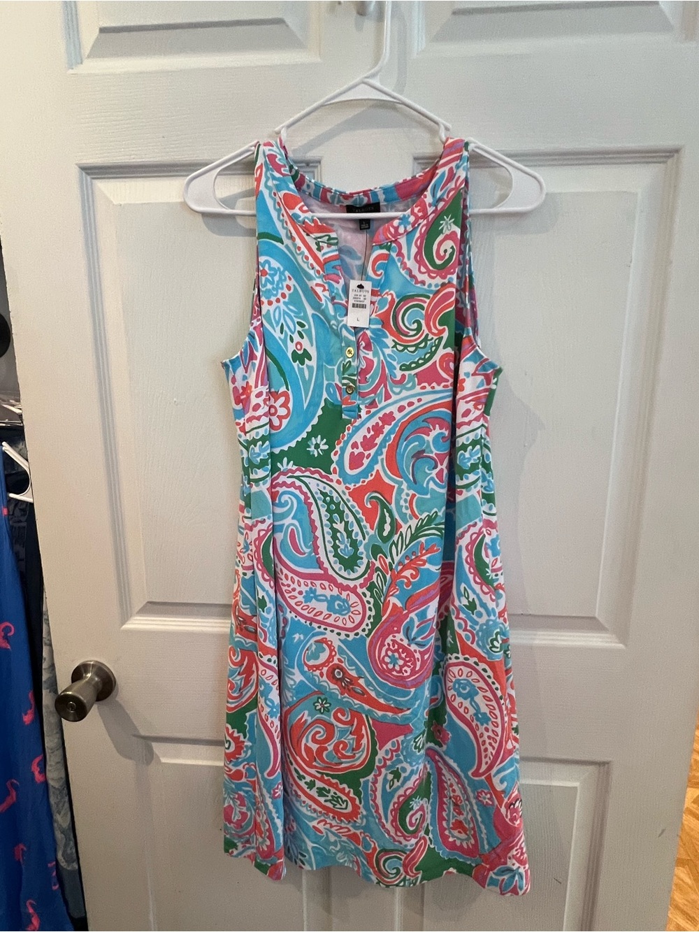 NWT Talbots Sleeveless Paisley Mini Dress - Turquoise, Coral & Green